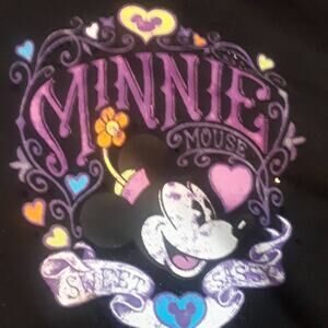 Minnie Mouse Disney Parks Black Girls Sz M All Over Graphics Full Zip Hoodie